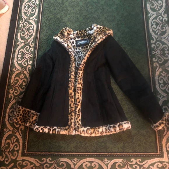 leopard trim jacket